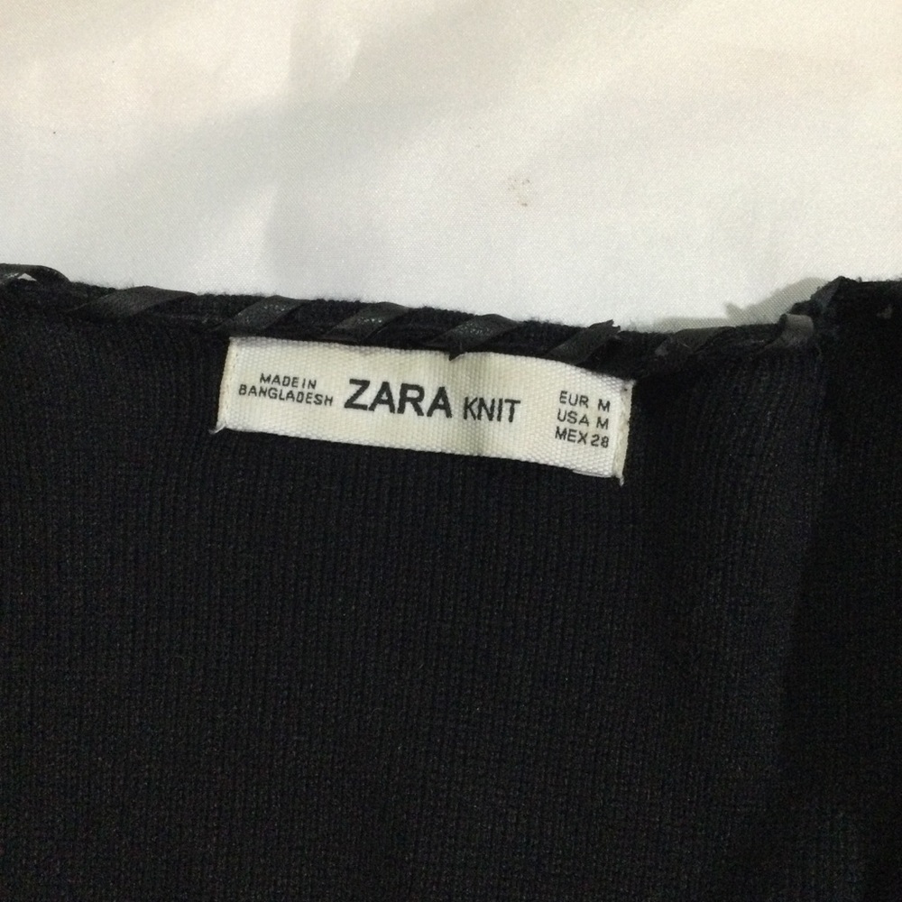 Zara Size M Open Front Leather Fringe Cardigan - Picture 3 of 9
